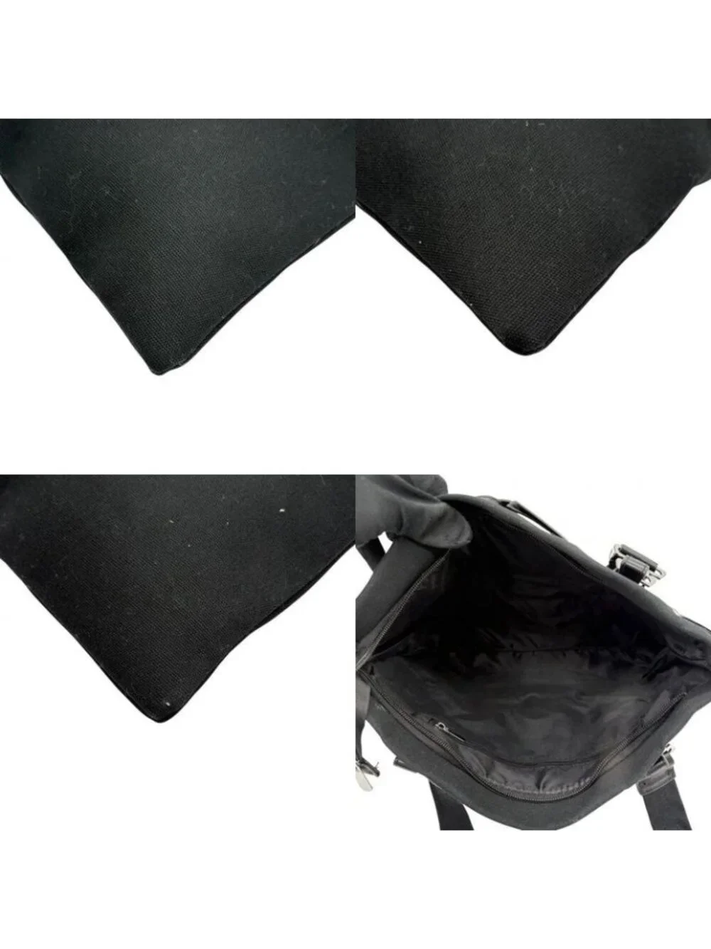 Saint Laurent Yves YSL Tote Shoulder Canvas Leather Black Gold Big Logo Classic - Picture 9 of 10